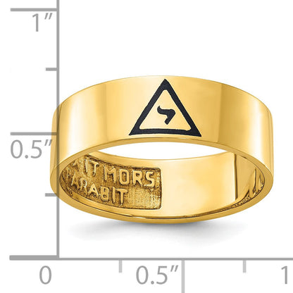 10K Gelbgold Ibgoodman Herren Poliert mit Schwarz Emaille 14th Degree Grand Elect Freimaurer Ring