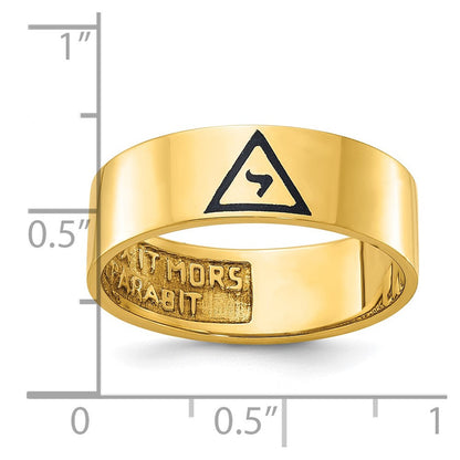10K Gelbgold Ibgoodman Herren Poliert mit Schwarz Emaille 14th Degree Grand Elect Freimaurer Ring