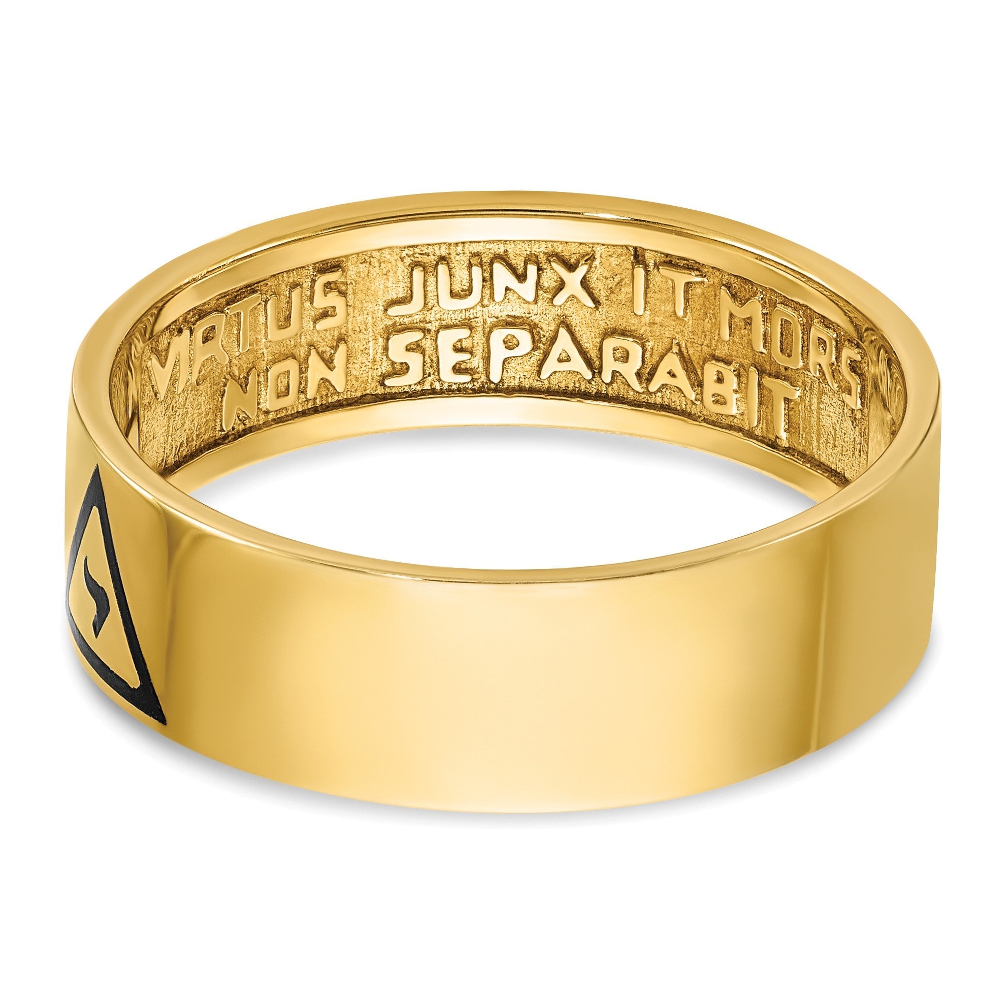 10K Gelbgold Ibgoodman Herren Poliert mit Schwarz Emaille 14th Degree Grand Elect Freimaurer Ring