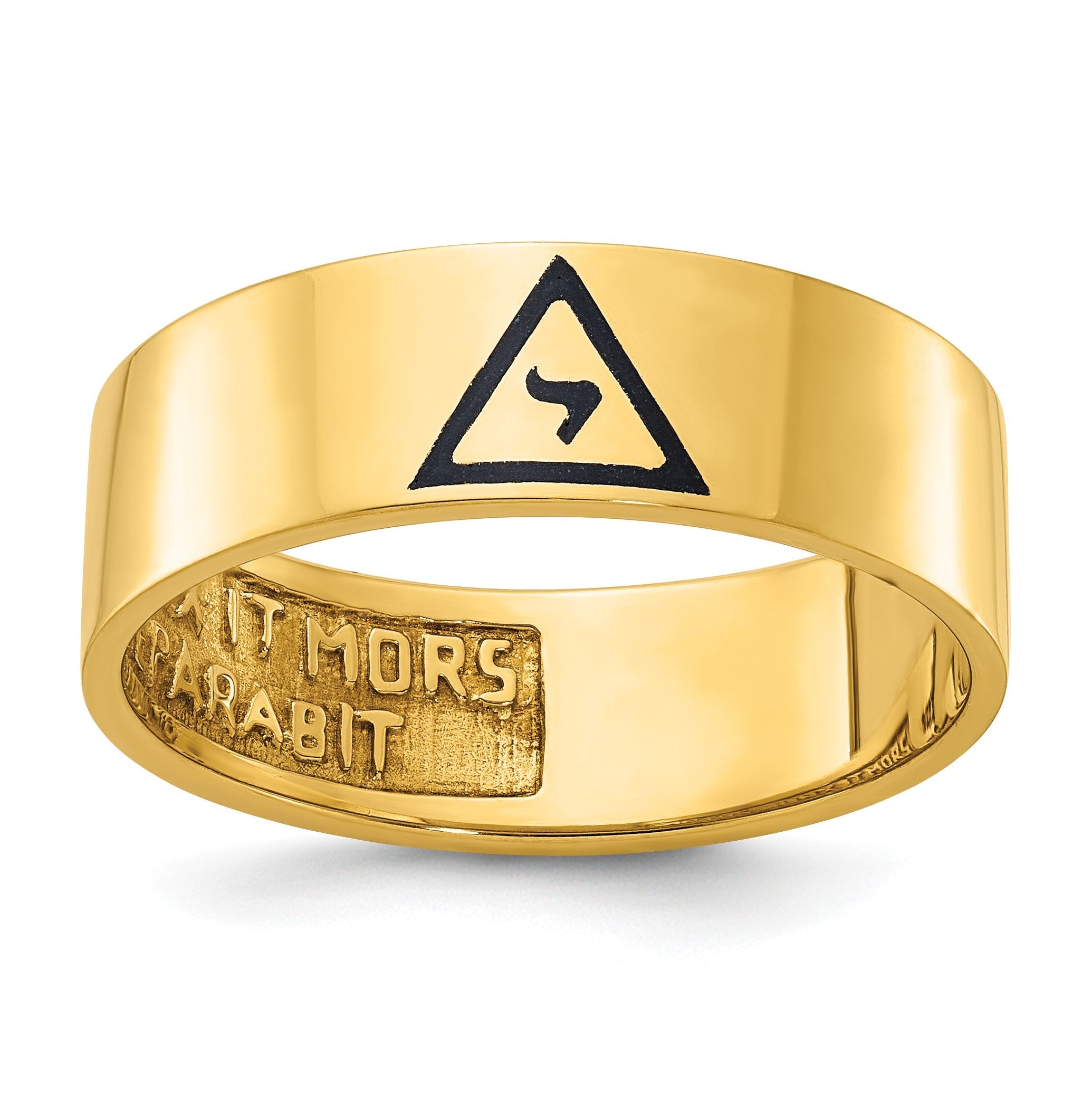 10K Gelbgold Ibgoodman Herren Poliert mit Schwarz Emaille 14th Degree Grand Elect Freimaurer Ring