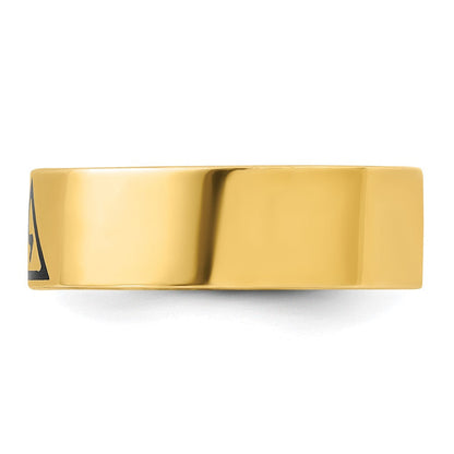 14K Gelbgold Herren-Siegelring, poliert, mit schwarzem Emaille, „14th Degree Grand Elect“ Freimaurer-Ring