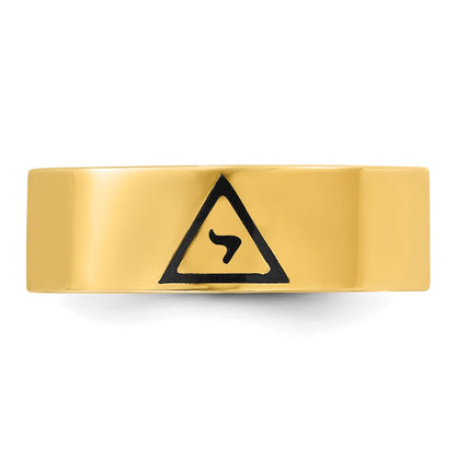 14K Gelbgold Herren-Siegelring, poliert, mit schwarzem Emaille, „14th Degree Grand Elect“ Freimaurer-Ring