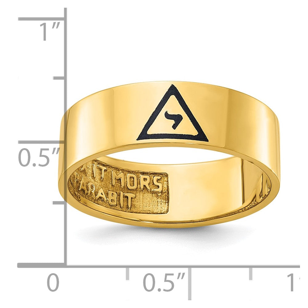 14K Gelbgold Herren-Siegelring, poliert, mit schwarzem Emaille, „14th Degree Grand Elect“ Freimaurer-Ring