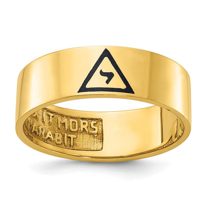 14K Gelbgold Herren-Siegelring, poliert, mit schwarzem Emaille, „14th Degree Grand Elect“ Freimaurer-Ring