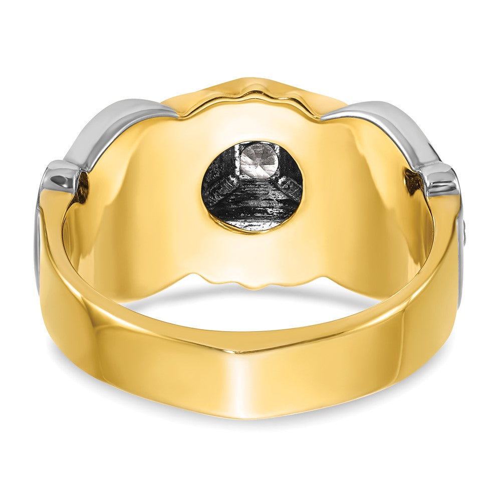 14K Bicolor Gold Herren-Freimaurerring „Blue Lodge Master“ poliert und strukturiert mit blauem Emaille und Diamant