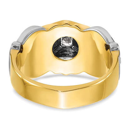 14K Bicolor Gold Herren-Freimaurerring „Blue Lodge Master“ poliert und strukturiert mit blauem Emaille und Diamant