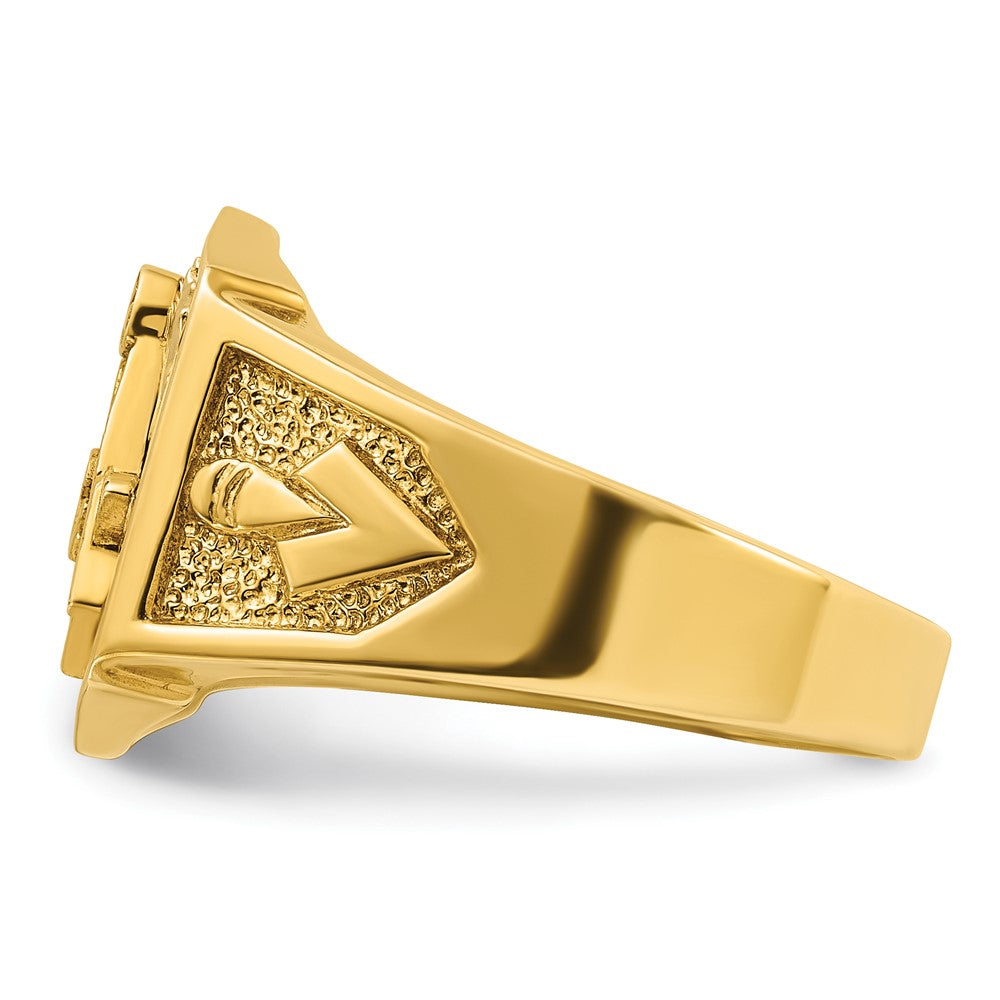 10K Bicolor Ibgoodman Herren Poliert und Strukturiert Sonne Ray Blau Lodge Master Freimaurer Ring