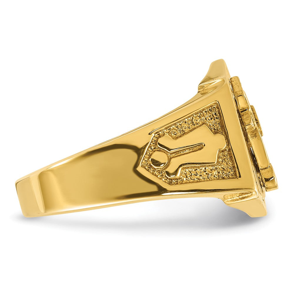 10K Bicolor Ibgoodman Herren Poliert und Strukturiert Sonne Ray Blau Lodge Master Freimaurer Ring