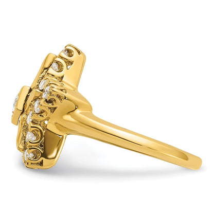 14K Gelbgold Ibgoodman Damen Poliert Mehrfarbig Zirkonia und Aa Qualität Diamant Eastern Stern Freimaurer Ring
