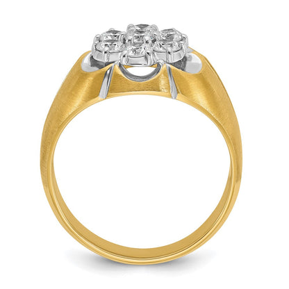 14K Bicolor Ring mit 1 ct. Labor gezüchteten Diamanten VS/SI+ G+ im Cluster-Design für Herren