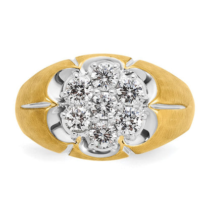 14K Bicolor Ring mit 1 ct. Labor gezüchteten Diamanten VS/SI+ G+ im Cluster-Design für Herren