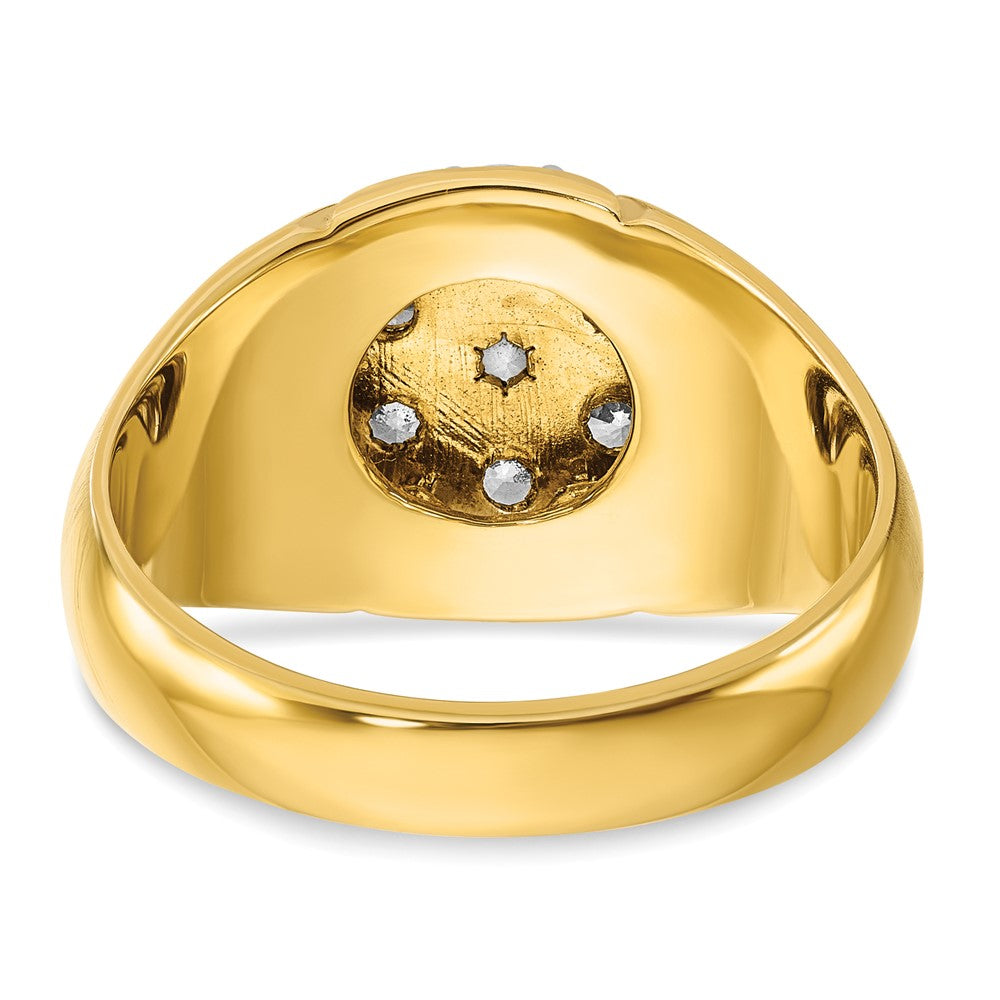 14K Zweifarbiges Gold Herrenring mit weißem Rhodium, poliert und satiniert, 1K Diamant, komplett besetzt