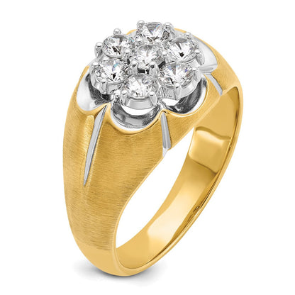 14K Zweifarbiges Gold Herrenring mit weißem Rhodium, poliert und satiniert, 1K Diamant, komplett besetzt