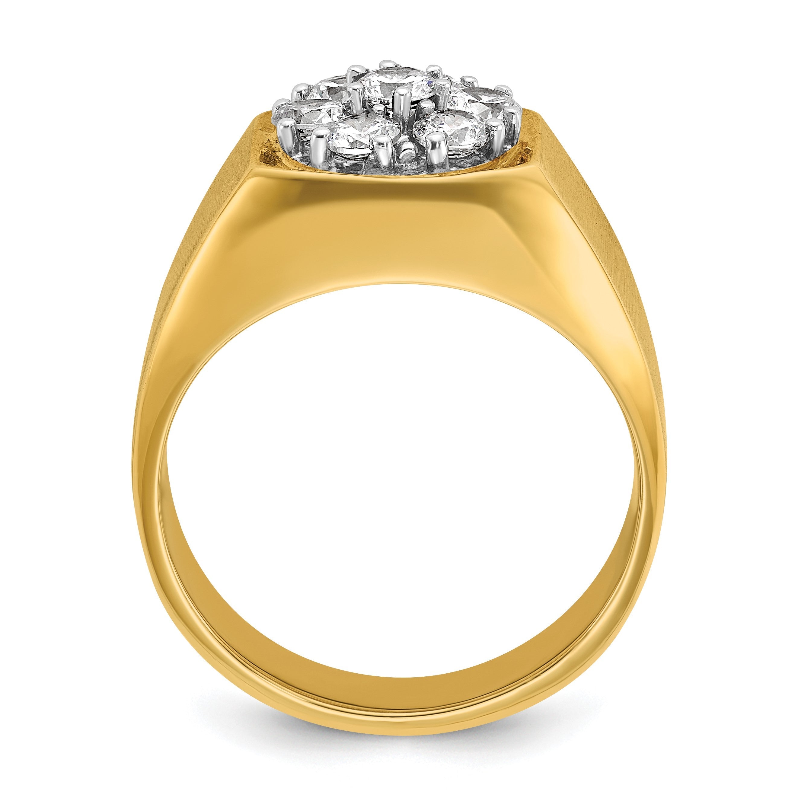 14K Bicolor Gold Herren-Diamantring, poliert und satiniert, 1K