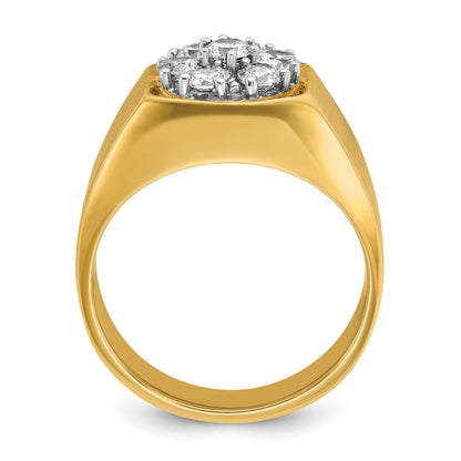 14K Bicolor Gold Herren-Diamantring, poliert und satiniert, 1K