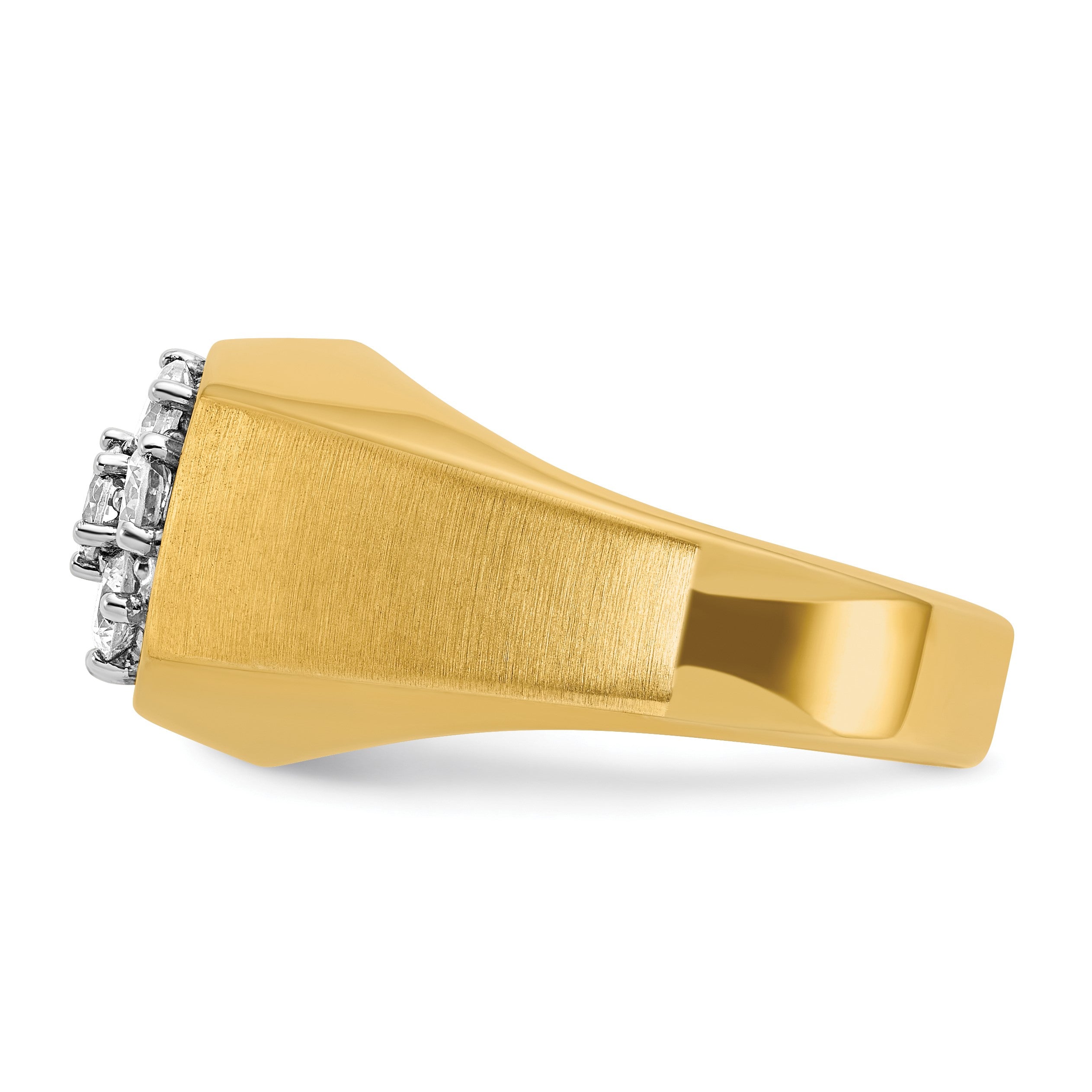 14K Bicolor Gold Herren-Diamantring, poliert und satiniert, 1K