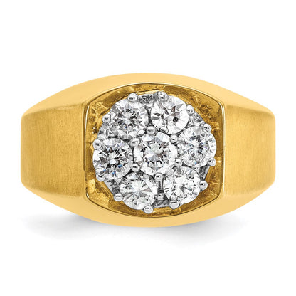 14K Bicolor Herren-Cluster-Ring mit 1 ct. Labor-gezüchteten Diamanten VS/SI+ G+