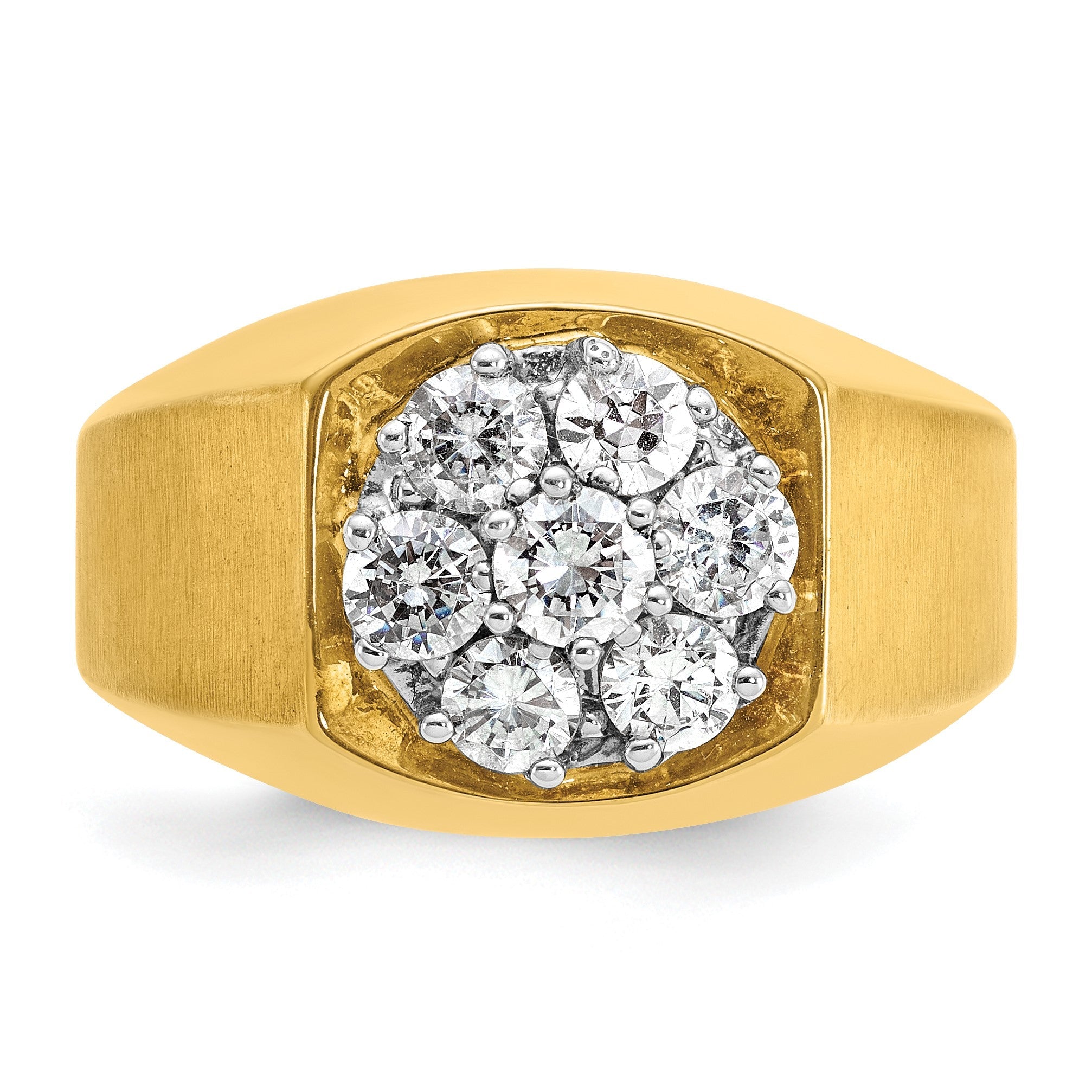 14K Bicolor Gold Herren-Diamantring, poliert und satiniert, 1K