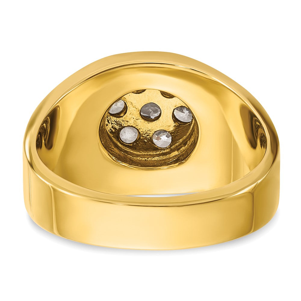 14K Bicolor Gold Herren-Diamantring, poliert und satiniert, 1K