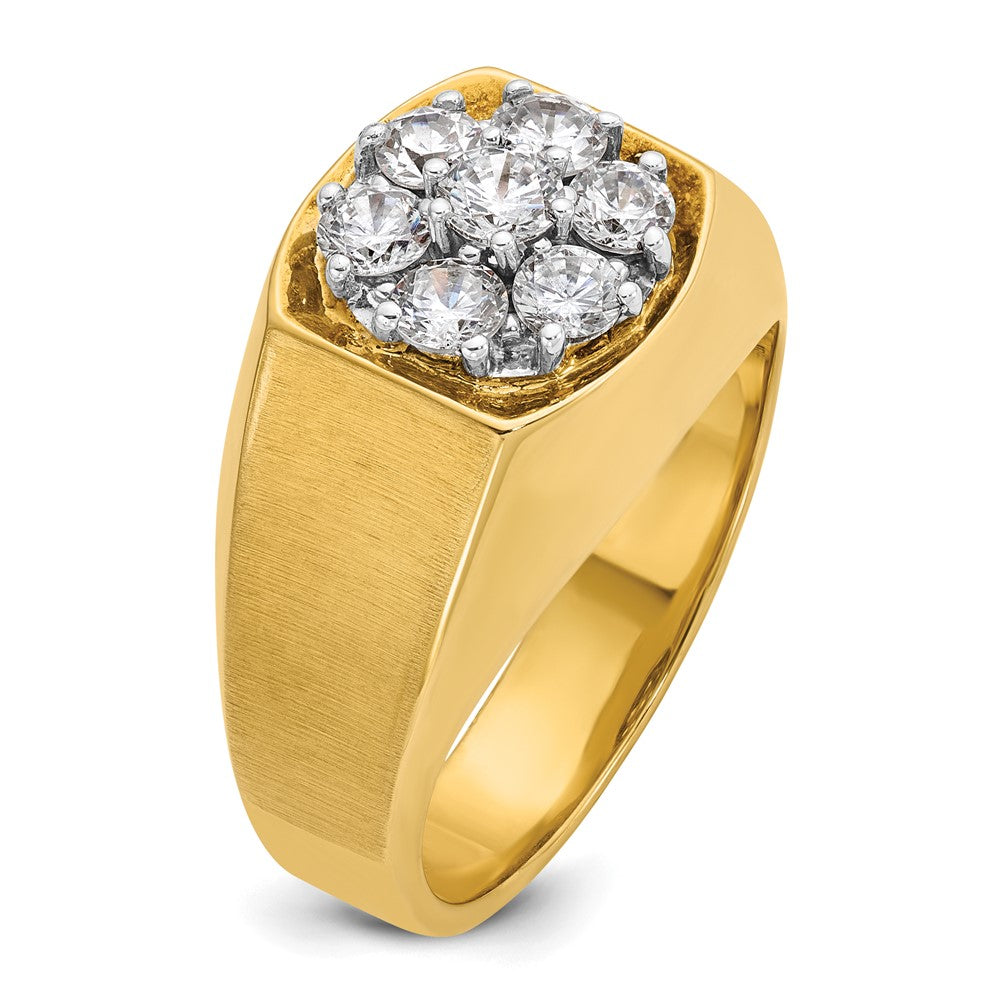 14K Bicolor Gold Herren-Diamantring, poliert und satiniert, 1K