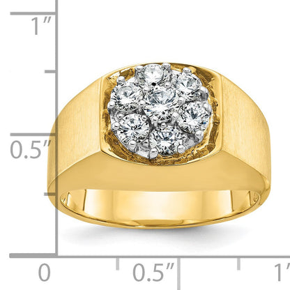 14K Bicolor Gold Herren-Diamantring, poliert und satiniert, 1K