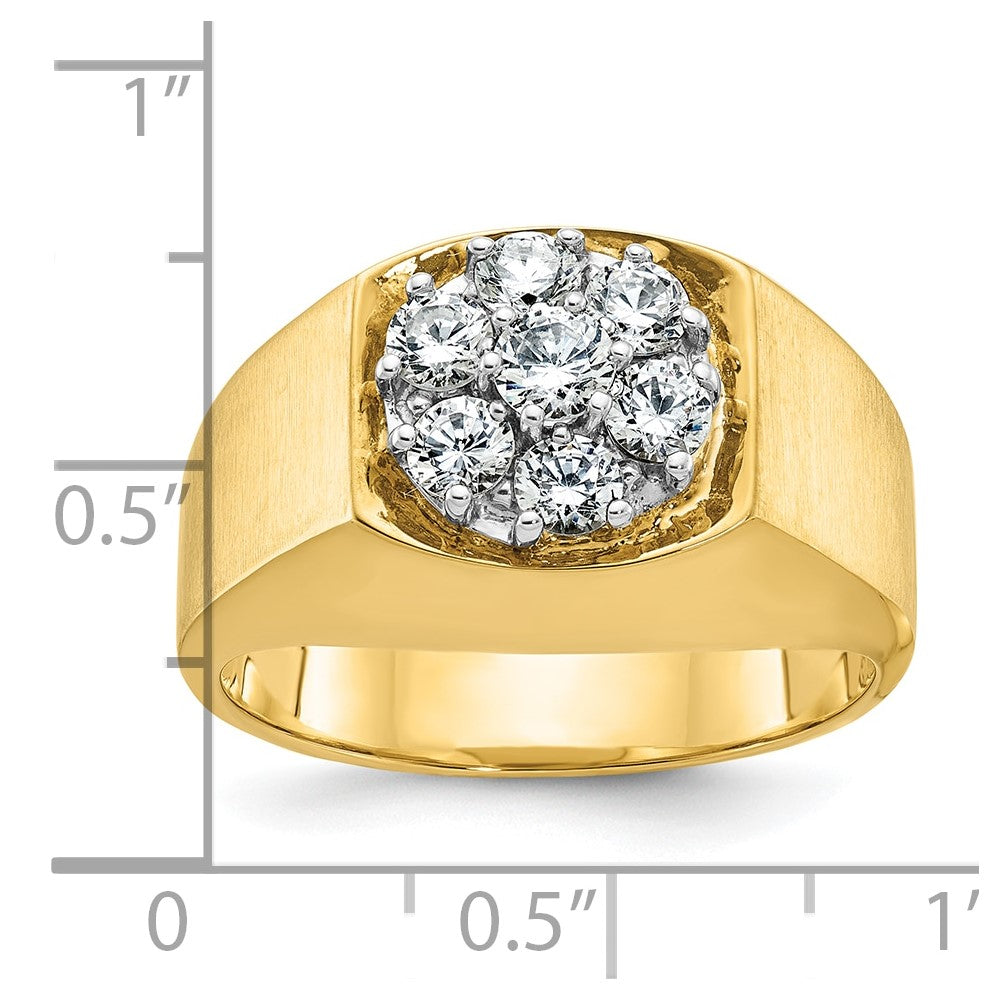 14K Bicolor Gold Herren-Diamantring, poliert und satiniert, 1K