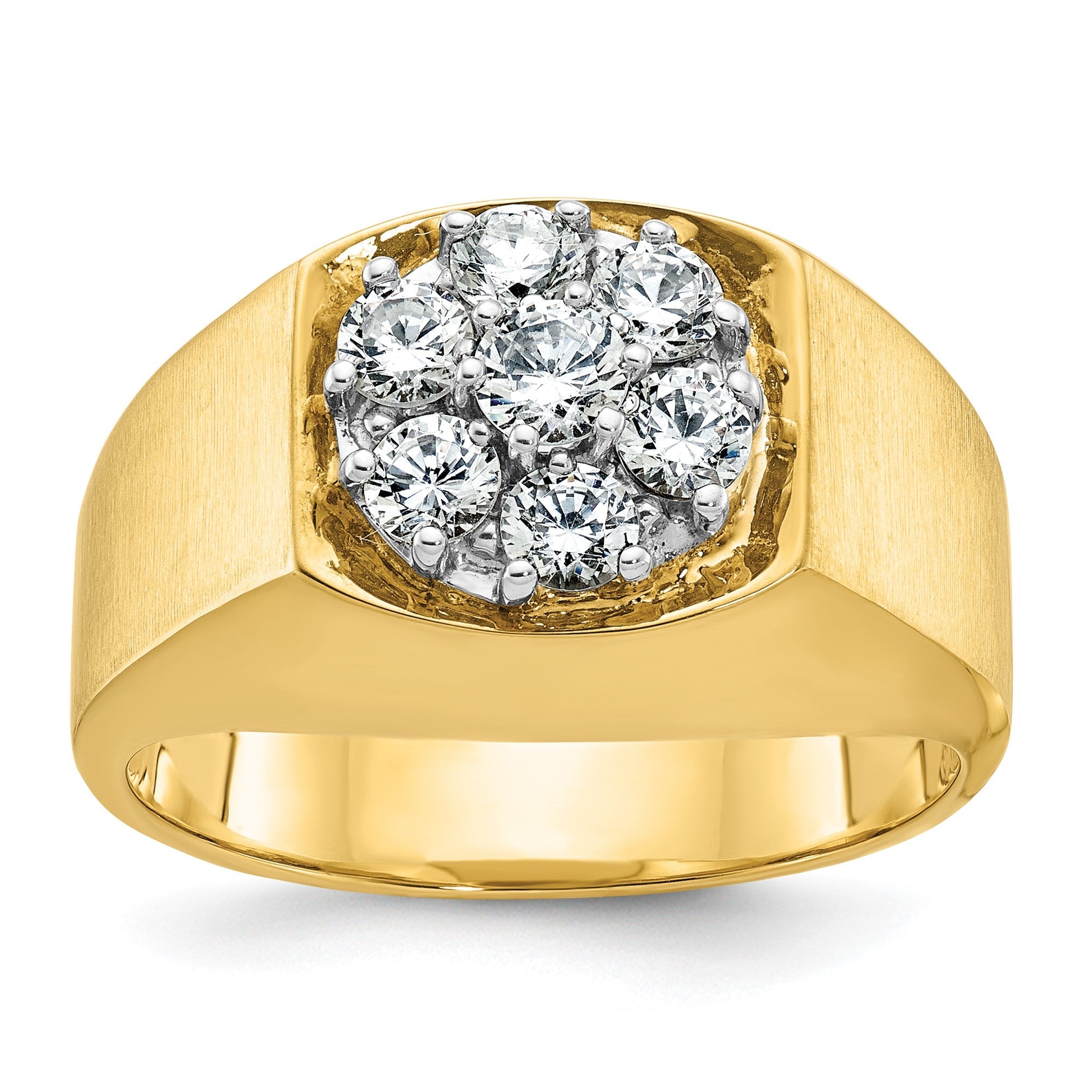 14K Bicolor Gold Herren-Diamantring, poliert und satiniert, 1K