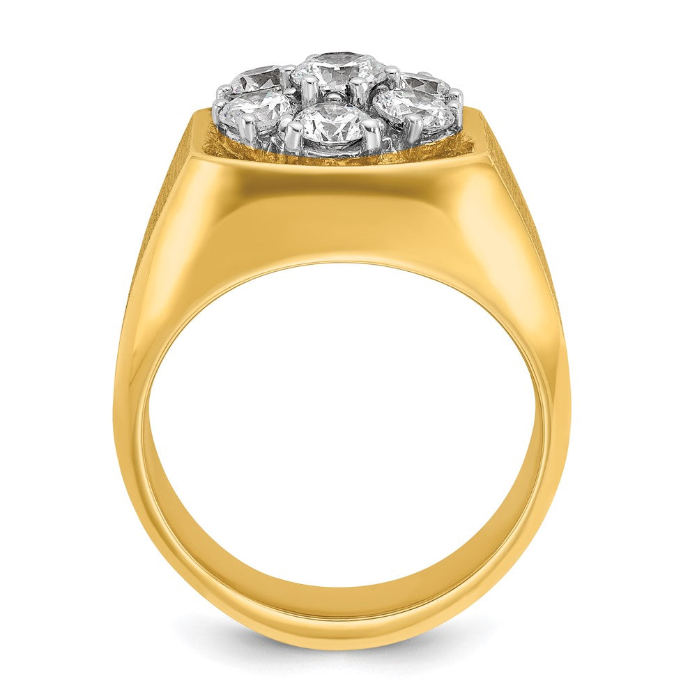 14K Bicolor Gold Herren-Ring, poliert und satiniert, mit 2 ct. Diamant