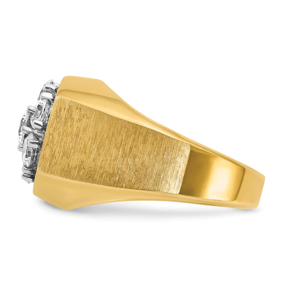 14K Bicolor Gold Herren-Ring, poliert und satiniert, mit 2 ct. Diamant