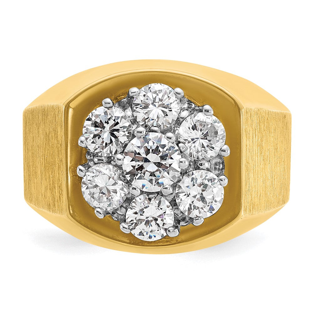 14K Bicolor Gold Herren-Ring, poliert und satiniert, mit 2 ct. Diamant
