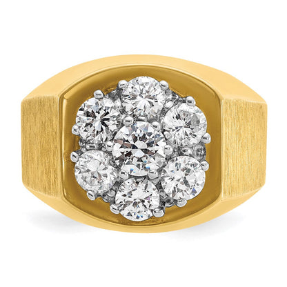 14K Bicolor Gold Herren-Ring, poliert und satiniert, mit 2 ct. Diamant