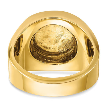 14K Bicolor Gold Herren-Ring, poliert und satiniert, mit 2 ct. Diamant
