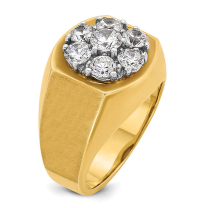 14K Bicolor Gold Herren-Ring, poliert und satiniert, mit 2 ct. Diamant
