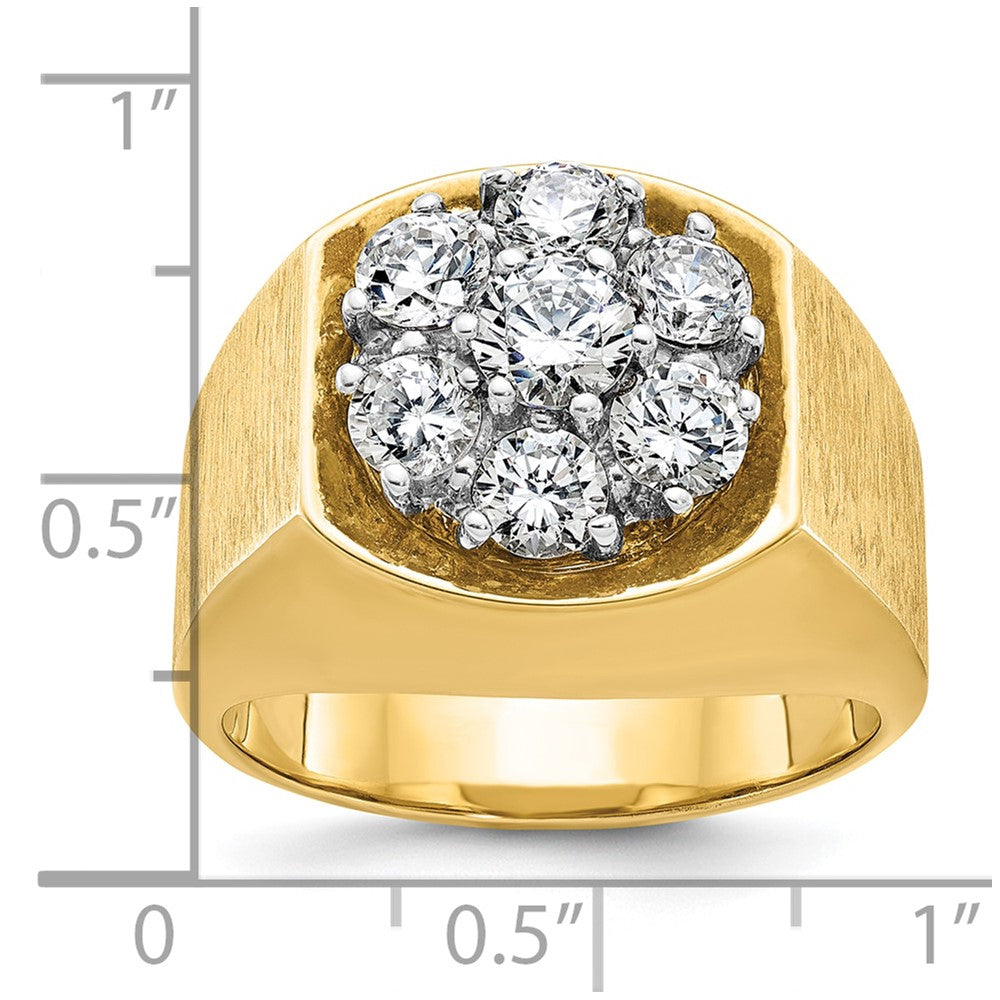 14K Bicolor Gold Herren-Ring, poliert und satiniert, mit 2 ct. Diamant