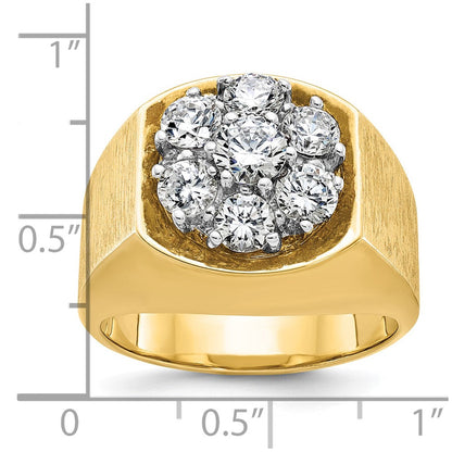 14K Bicolor Gold Herren-Ring, poliert und satiniert, mit 2 ct. Diamant