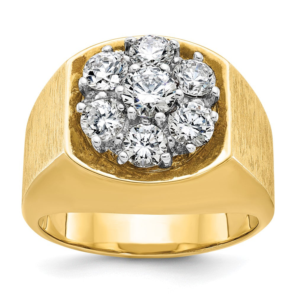 14K Bicolor Gold Herren-Ring, poliert und satiniert, mit 2 ct. Diamant