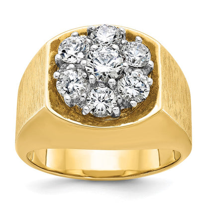 14K Bicolor Gold Herren-Ring, poliert und satiniert, mit 2 ct. Diamant