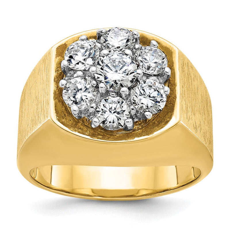 14K Bicolor Gold Herren-Ring, poliert und satiniert, mit 2 ct. Diamant