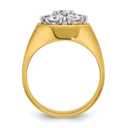 14K Bicolor Herren-Cluster-Ring mit 1,5 ct. Labordiamanten, VS/SI+ G+, komplett