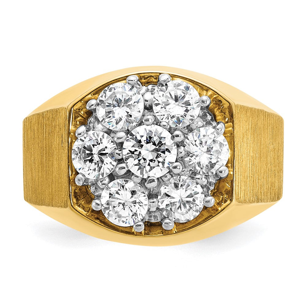 14K Bicolor Gold Herren-Ring, poliert und satiniert, mit 1,5K Diamanten, komplett besetzt