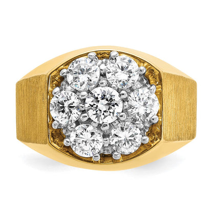 14K Bicolor Gold Herren-Ring, poliert und satiniert, mit 1,5K Diamanten, komplett besetzt
