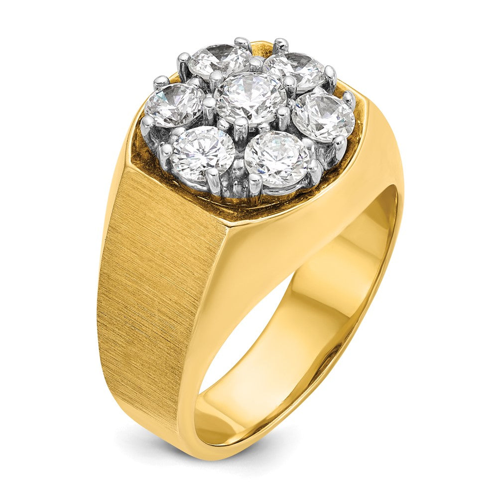 14K Bicolor Gold Herren-Ring, poliert und satiniert, mit 1,5K Diamanten, komplett besetzt