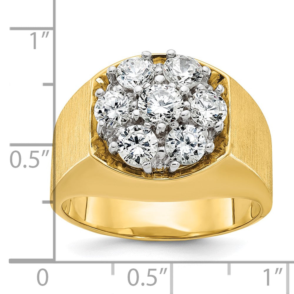 14K Bicolor Gold Herren-Ring, poliert und satiniert, mit 1,5K Diamanten, komplett besetzt