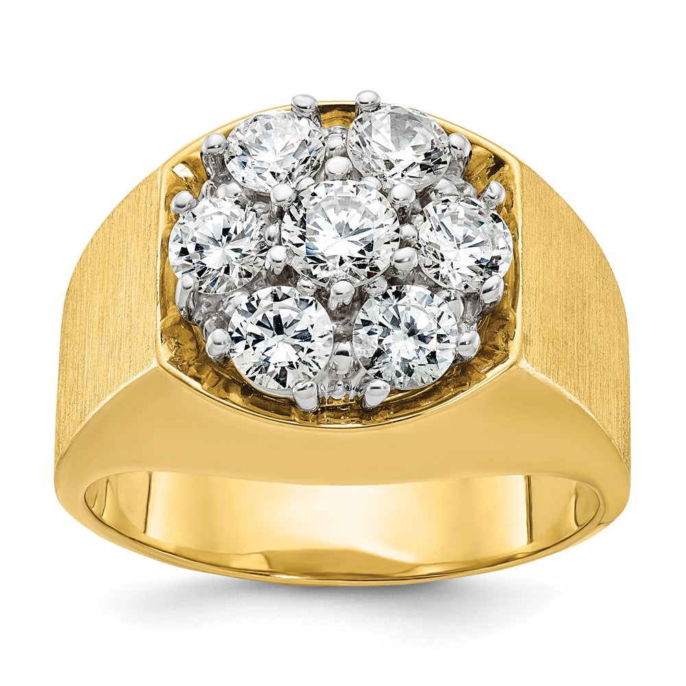 14K Bicolor Herren-Cluster-Ring mit 1,5 ct. Labordiamanten, VS/SI+ G+, komplett
