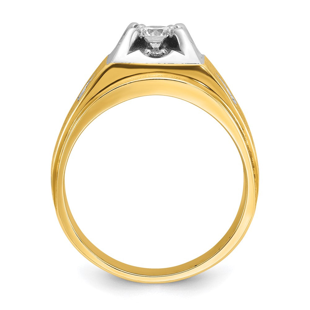 14K Bicolor Herrenring mit 0,75 ct. Labor-Diamant, VS/SI+, G+, poliert und satiniert