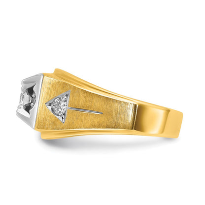 14K Bicolor-Gold Herren-Ring, poliert und satiniert, mit 0,75 ct. Diamanten