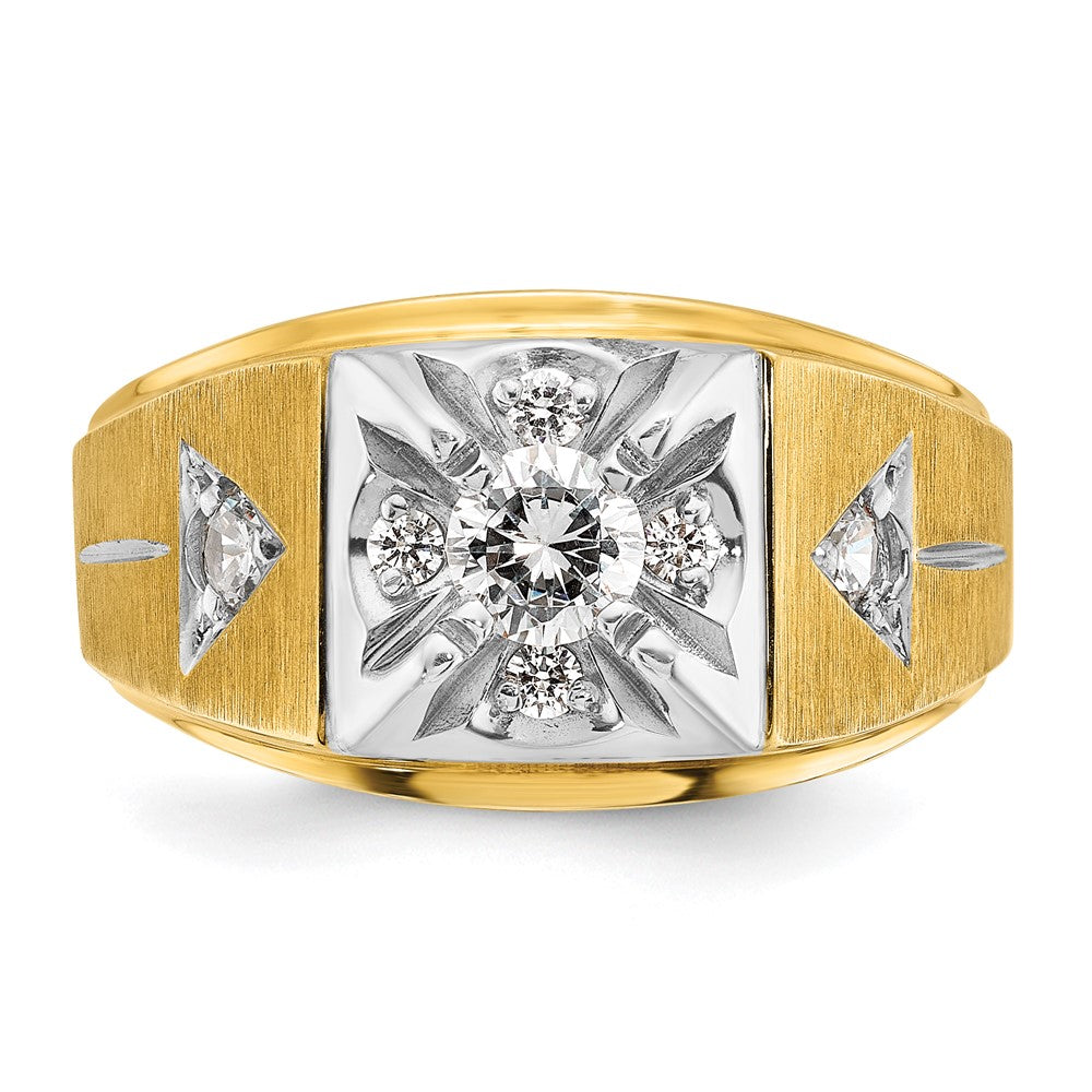 14K Bicolor Herrenring mit 0,75 ct. Labor-Diamant, VS/SI+, G+, poliert und satiniert
