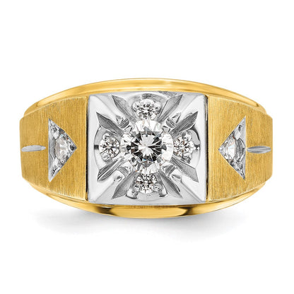 14K Bicolor Herrenring mit 0,75 ct. Labor-Diamant, VS/SI+, G+, poliert und satiniert