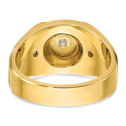 14K Bicolor-Gold Herren-Ring, poliert und satiniert, mit 0,75 ct. Diamanten