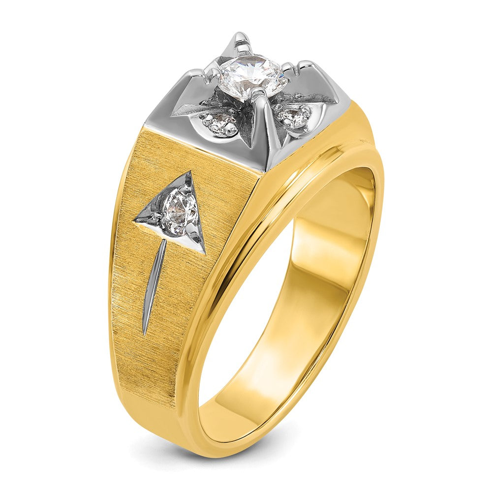 14K Bicolor Herrenring mit 0,75 ct. Labor-Diamant, VS/SI+, G+, poliert und satiniert